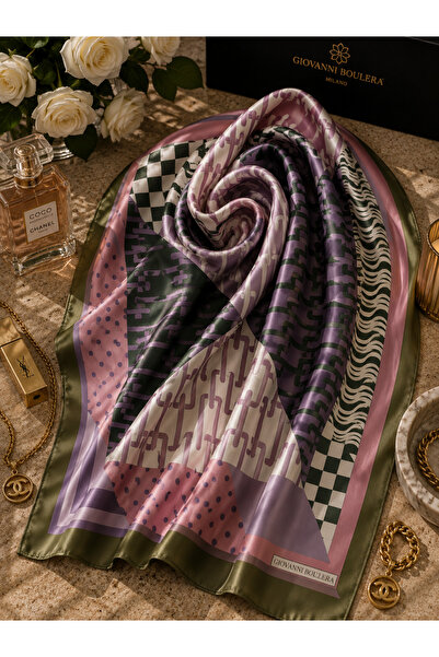 Giovanni Boulera Geometrik desen mulberry twill ipek sal / esarp brandium 510...