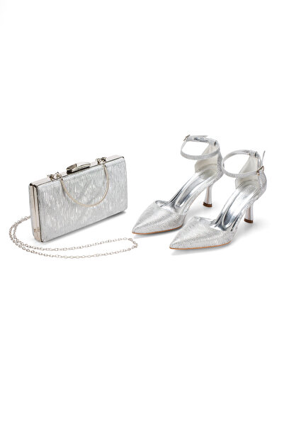 nhtshoes Women's Silvery Wave Textured Ankle-Strap Evening Dress Shoes and Ba...