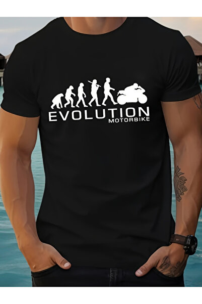 Aura YIO تي شيرت رجالي بنمط Motorcycle Evolution
