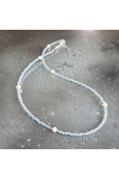DRUZY Colier angelit si perle Celestia#42
