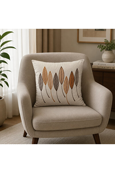 Diva Home Modern Leaf Pattern Embroidered Throw Pillow Cover – Living Room an...