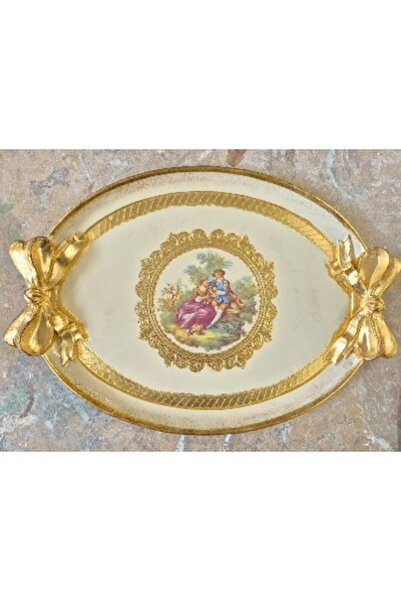 L&M FLORENCE ART L&M 130/Gjr-4 Rosewood Gold/Cream Tray 52X36 cm