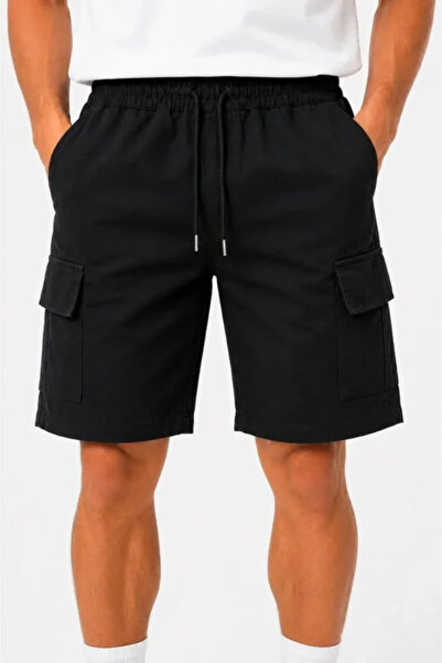 oniks store Men's 4-Pocket Cargo Shorts with Elastic Waist and Drawstring, Co...