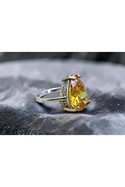 Rubino Silver 925 ayar gümüş Kadın yüzük - Sitrin Taşlı Kadın Yüzük - Bronz D...