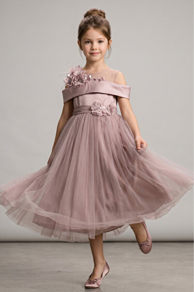 Minora Baby&Kids Elegant party and celebration dress, made of powder pink tulle