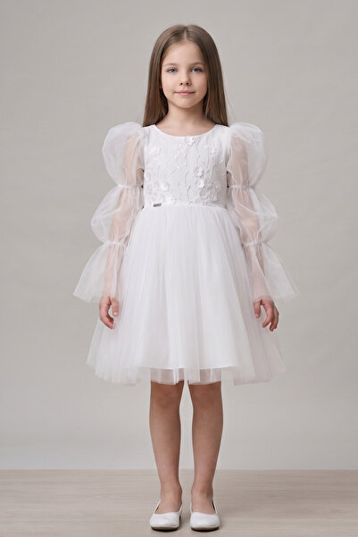 SUZIE Rochie elegantă petreceri și serbări, tip prințesă, din tulle cu mâneci...
