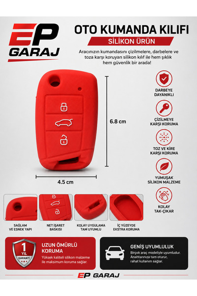 EP GARAJ OTOMOTİV غطاء لجهاز التحكم عن بعد - منتج من السيليكون الأحمر