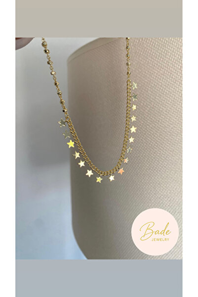 Bade Jewelry Fd Gold Pendant Star Detailed Anti-Tarnish Steel Stylish Anklet