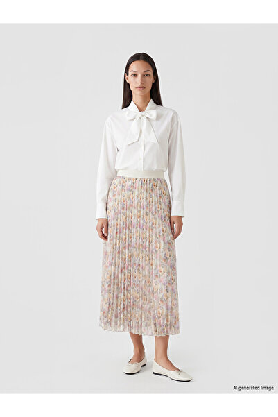 LC Waikiki Esvab • Modern & Distinctive Floral Pleated Skirt with Waist Draws...