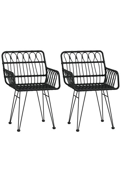 vidaxl Scaune de grădină cu cotiere 2 buc. negru 56x64x80 cm ratan PE