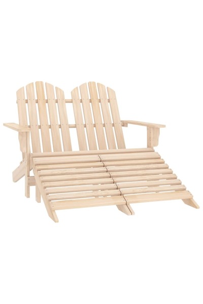 vidaxl Scaun de grădină Adirondack cu 2 locuri & otoman, lemn de brad