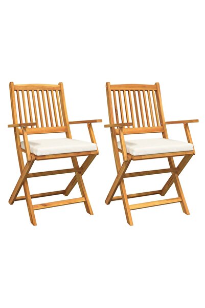 vidaxl Scaun pliant cu pernă 2 pcs Maro Lemn masiv de acacia
