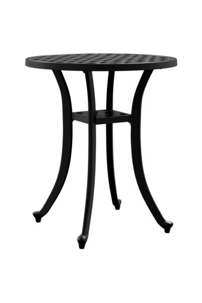 vidaxl Garden table, black, Ø48x53 cm, cast aluminum