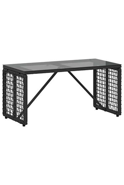 vidaxl Outdoor table Black 80 x 40 x 40 cm PE rattan and glass