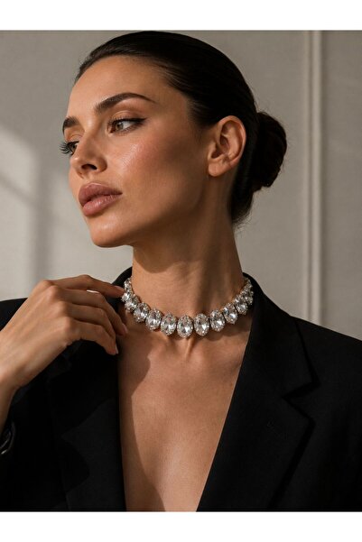 motix Kadın Büyük Taş Detaylı Luxury Choker Kolye