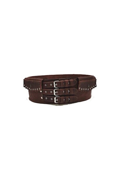 OEM Traditional leather belt, brown, 90x13 cm
