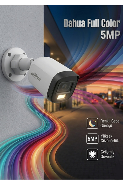 DAHUA Renkli 5MP Akıllı Çift Işıklı HDCVI AHD Bullet Kamera