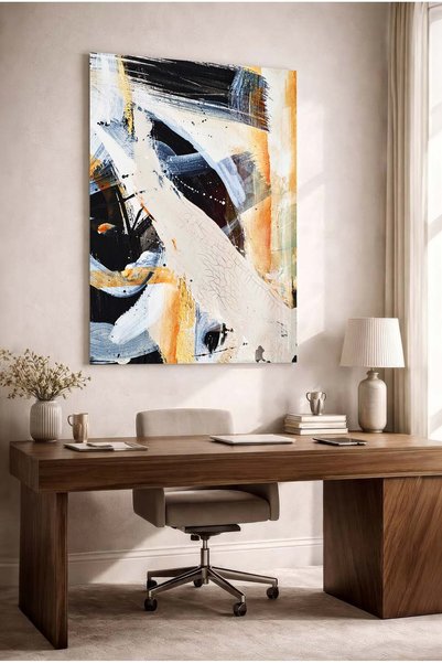 Zevahir Mobilya Dekorasyon External Brushed Decorative Tempered Glass Table - Work, Home and School Table