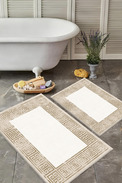 VİVİCAHOME Washable Non-Slip Based 2-Piece Bath Mat Set Stylish Design Bath Mat