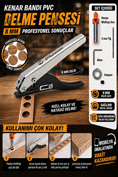 pratikmen Kenar Bandı Pvc ve Delme Pensesi 8 MM