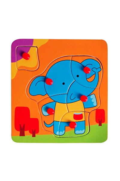 Sunman Mini puzzle din lemn, Animalute, 5, 6 piese