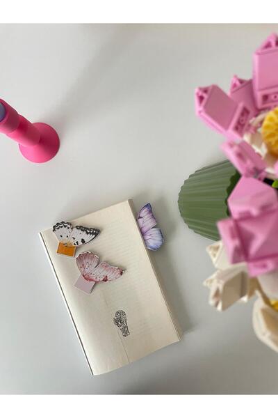 tinystoriestr Mıknatıslı Kitap Ayracı - Kelebek Temalı 6 Adet - Magnetic Bookmark Page Marker