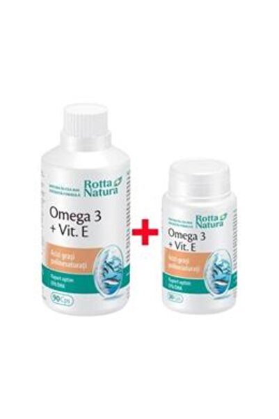 Rotta Natura Pachet - Omega 3 + Vitamina E Rotta Natura, 90 + 30 capsule