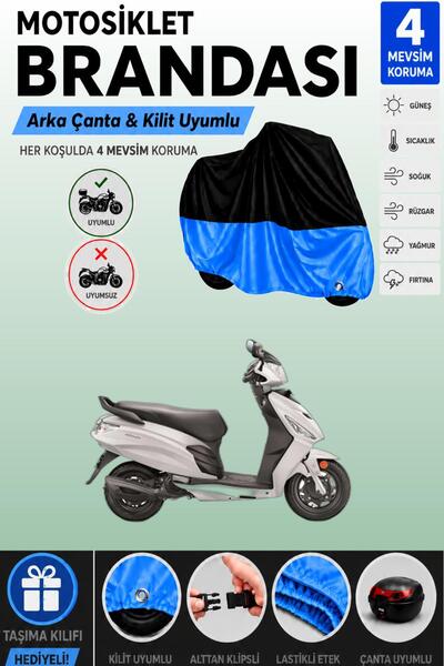 Cemku Double Black Top - Blue Bottom, Rear Bag Compatible Hero Dash Lx 110 Mo...