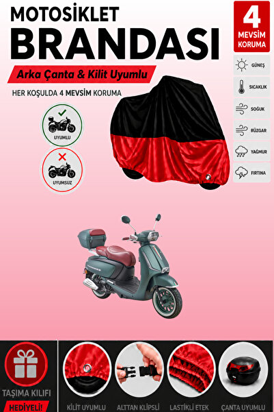 Cemku Double Black Top - Red Bottom, Rear Bag Compatible Arora Mojito 125 Mot...