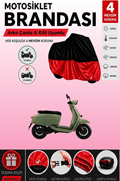 Cemku Double غطاء علوي أسود - سفلي أحمر، غطاء خلفي متوافق مع دراجة لامبريتا V...