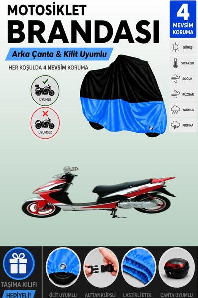 Cemku Double Black Top - Blue Bottom, Rear Bag Compatible Mondial 151 Rs Moto...