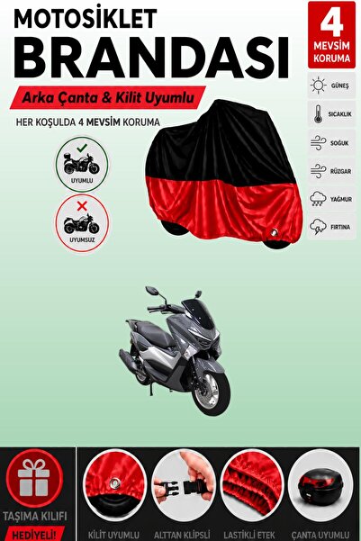 Cemku Double Black Top - Red Bottom, Rear Bag Compatible Apec Apx5 Motorcycle...