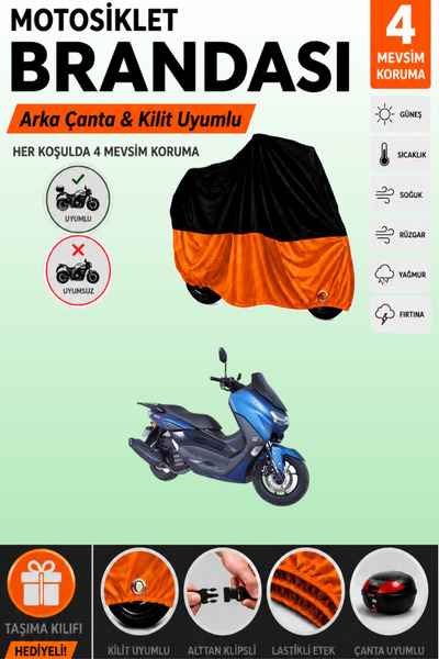 Cemku Double Black Top - Orange Bottom, Rear Bag Compatible Arora Max Jet Mot...