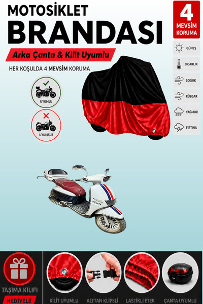 Cemku Double Black Top - Red Bottom, Rear Bag Compatible King Motor Yb-150T-1...