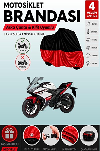 Cemku Double Black Top - Red Bottom, Rear Bag Compatible Yamaha Yzf R125 Moto...