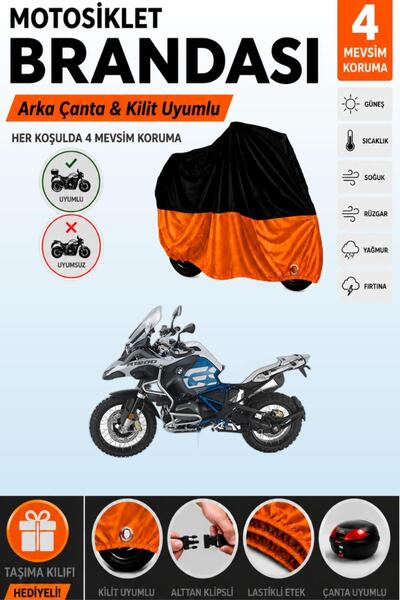 Cemku Double Black Top - Orange Bottom, Rear Bag Compatible Bmw R 1200 Gs Mot...