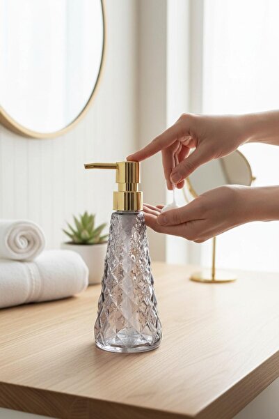 ALBETTO Crystal glass luxury liquid soap dispenser 300ml anthracite luster