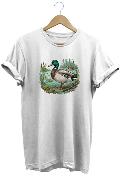 WİDİ Green-Capped Duck and Target Printed Land T-Shirt Outdoor Clothing