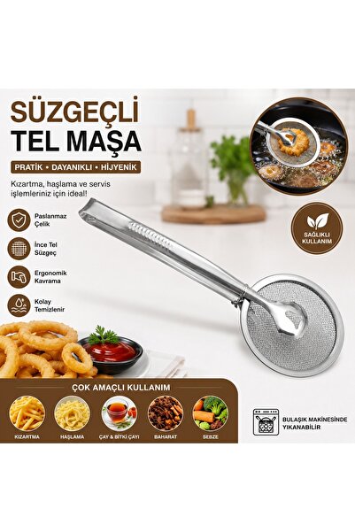 lawrenceshop Servis Süzgeçli Tel Servis Maşası Yağ Süzmeli Çok Amaçlı Mutfak ...