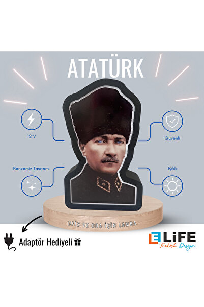 ELiFE Turkish Design ATATÜRK Masa ve Gece Lambası