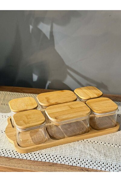 şirineşyalarım Bamboo Tray Borosilicate Glass Breakfast Set