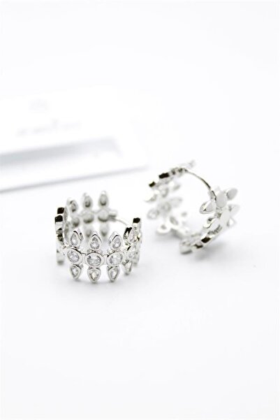 atastore2017 Jewelled Hoop Earrings - Silver