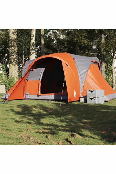 vidaxl Cort de familie cupola 6 persoane, gri/portocaliu, impermeabil