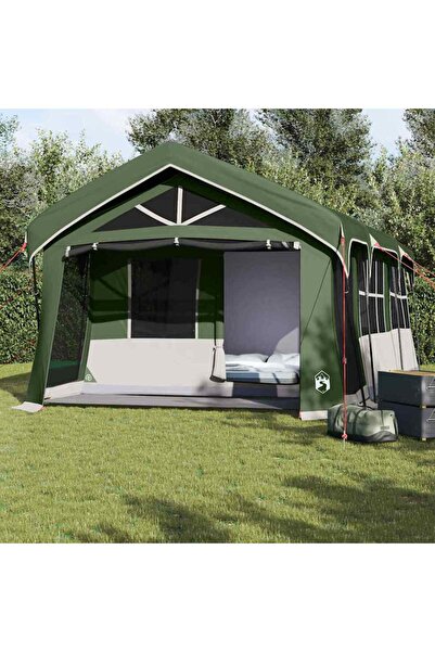 vidaxl Cort de Familie Verde si alb 620 x 322 x 240 cm Poliester