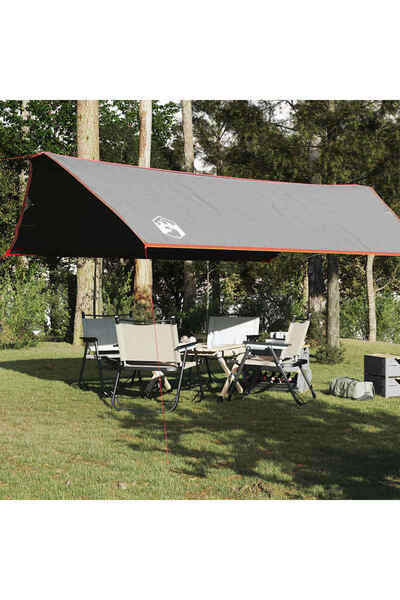 vidaxl Prelata de camping, gri si portocaliu, 500x294 cm, impermeabila