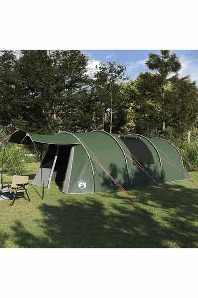 vidaxl Cort tunel pentru 4 persoane Verde si alb 740 x 370 x 220 cm