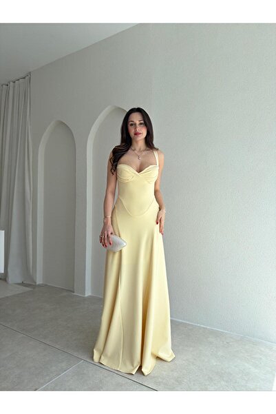 Mooi Butik Rochie Maxi SMOOTH 1814 - Galben