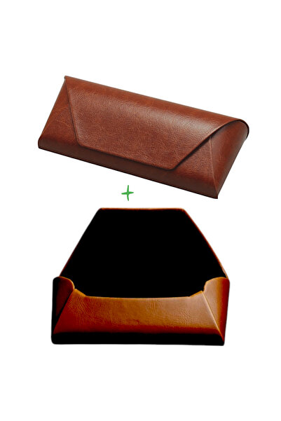 OEM Brown glasses case - 2pcs, eco- Leather , semi-rigid, elegant model, velv...