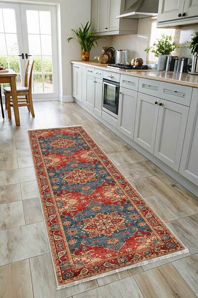 Babil Home Dekoratif Halı Kaymaz Taban Leke Tutmaz Yıkanabilir Kilim Özel Ölçü Salon Halısı 3033