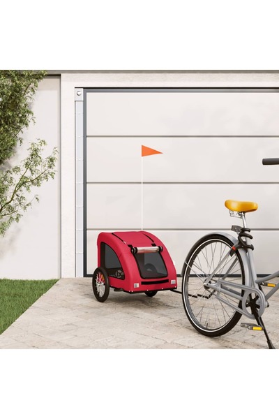 vidaxl Remorcă de bicicletă animale companie, roșu, textil oxford/fier